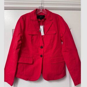 J Crew Womens Chino Cotton Blend Red Blazer Size 6 NWT